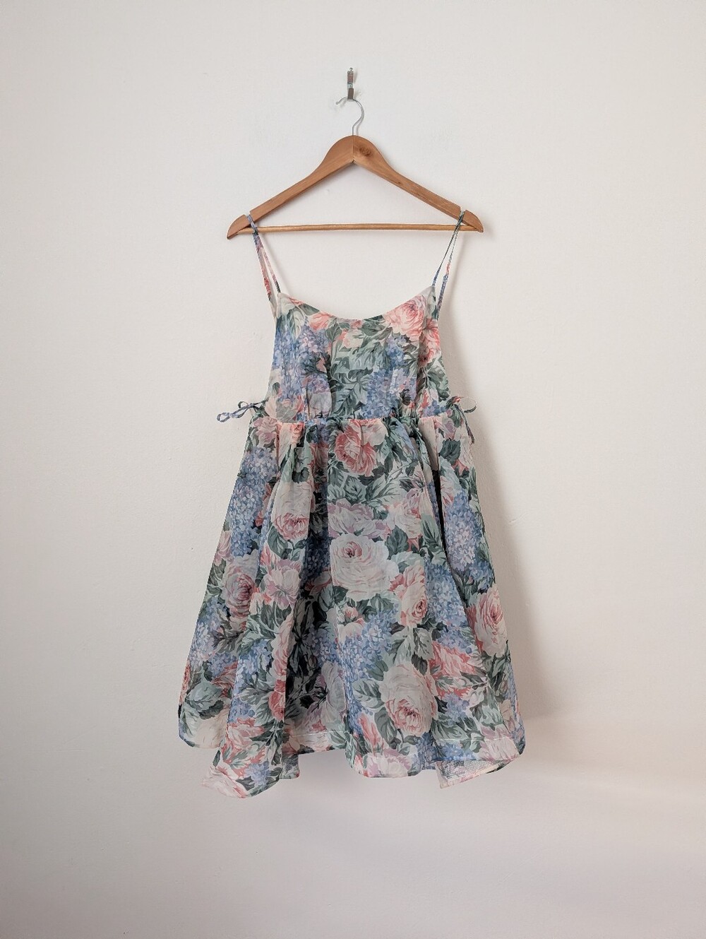 Selkie Blue Pink Pastel Floral My So Called Life Empress Babydoll Tie Mini Dress - Picture 3 of 7